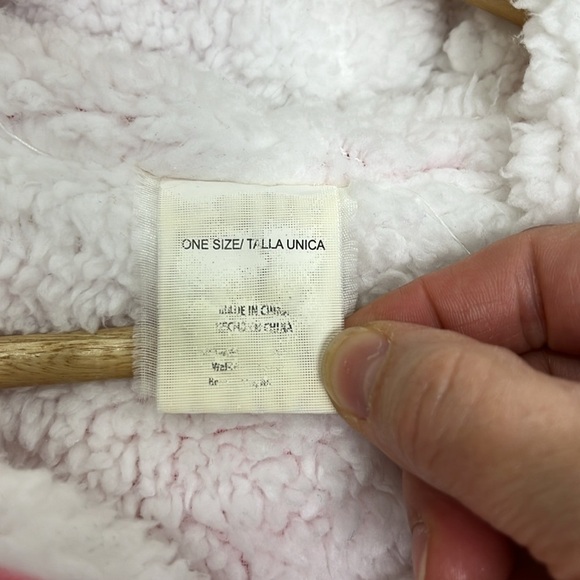 Oversized Blanket Sweatshirt Hoodie Pink Velvet and White Faux Sherpa OSFM - Picture 7 of 16